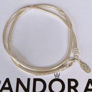 Genuine Pandora Cable Snake Chain Charm Necklace Chocker Lobster Clasp 15.5”